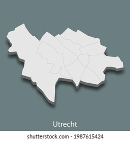 3d isometrische Karte von Utrecht ist eine Stadt in den Niederlanden, Vektorgrafik