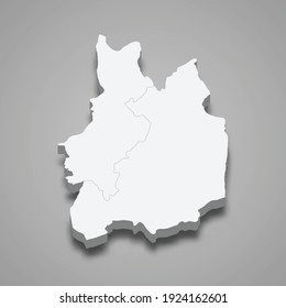 3d isometric map of Uva Province of Sri Lanka, vector illustration