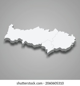 3d isometric map of Val-d'Oise is a department in France, vector illustration