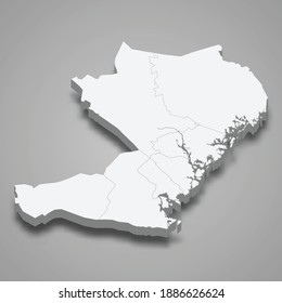 3d isometrische Karte von Vasternorrland ist eine Grafschaft von Schweden, Vektorgrafik