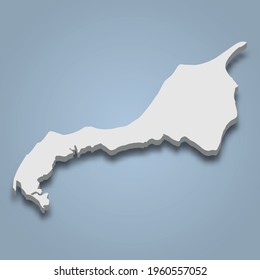 3d isometric map of Vendsyssel is an island in Denmark, isolated vector illustration
