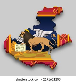 3d isometric Map of Veneto is a region of Italy with national flag