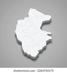 3d isometric map of Vidin is a province of Bulgaria isolated with shadow 