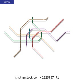 3d isometric Map of the Vienna metro subway. Template of city transportation scheme for underground road