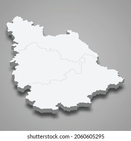 3d isometric map of Vienne is a department in France, vector illustration