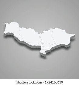 3d isometric map of Vientiane Prefecture of Laos, vector illustration