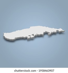 3d mapa isométrico de Vieques es una isla en Puerto Rico, aislada ilustración vectorial