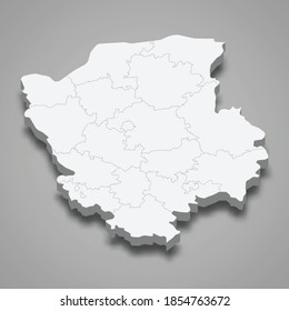 Mapa isométrico 3d del óblast de Volyn es una región de Ucrania, ilustración vectorial