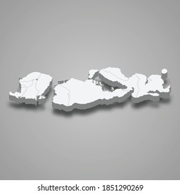 Mapa isométrico 3d de Nusa Tenggara Occidental es una provincia de Indonesia, ilustración vectorial