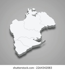 Mapa isométrico 3d del oeste de Panamá es una provincia aislada a la sombra 