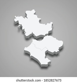 Mapa isométrico 3d de Grecia Occidental es una región de Grecia, ilustración vectorial