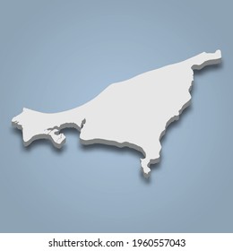 3d isometric map of Wolin is an island in Poland, isolated vector illustration