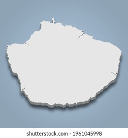 3d isometric map of Yakushima is an island in Japan, isolated vector illustration