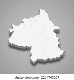 3d isometrische Karte von Yambol ist eine Provinz von Bulgarien einzeln mit Schatten 