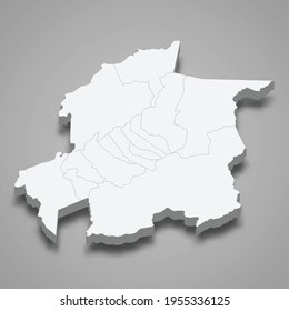 Mapa isométrico 3d de Yaracuy es un estado de Venezuela, ilustración vectorial