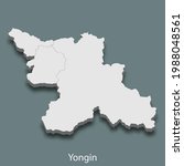 3d isometric map of Yongin is a city of Korea, vector illustration