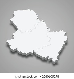 3d isometrische Karte von Yonne ist eine Abteilung in Frankreich, Vektorgrafik