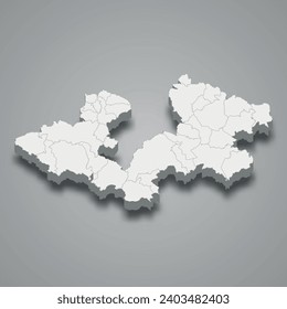 3d isometric map of Zagreb County is a county of Croatia, vector illustration