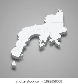 3d Isometric Map Of Zamboanga Peninsula Is A Region Of Philippines, Vector Illustration