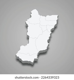 3d isometrische Karte von Zamora Chinchipe ist eine Provinz Ecuador einzeln mit Schatten 