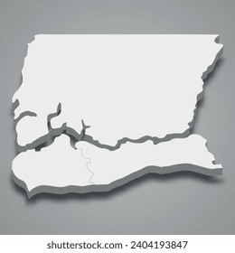 3d isometric map of Ziguinchor is a region of Senegal, vector illustration