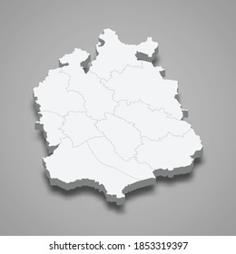 3d isometric map of Zurich is a canton of Switzerland, vector illustration
