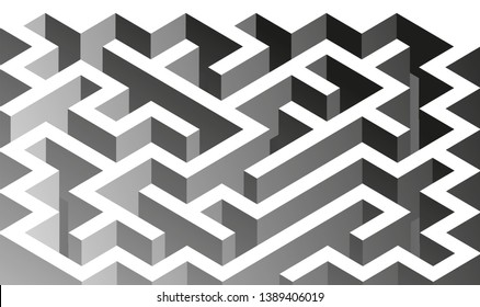 3D Isometric Maze Design. Solving Problem Concept