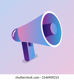 3D Isometric Megaphone Vector Illustration