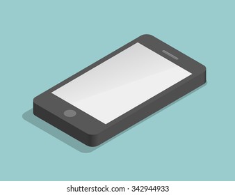 3D, isometric mockups phone. For printing presentation element, web site or other. Template, blue background. Vector, flat style.