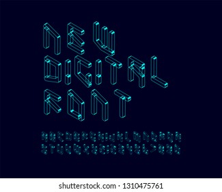 3D isometric new digital font set