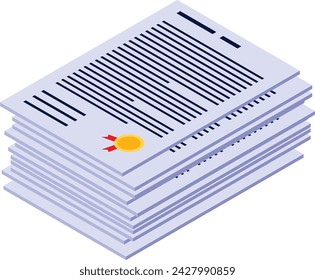 3D Isometric News Paper Stack
