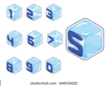 3d isometric numbers. 123 ice cubes style on white background. Letters. vector typography for headlines, posters etc.