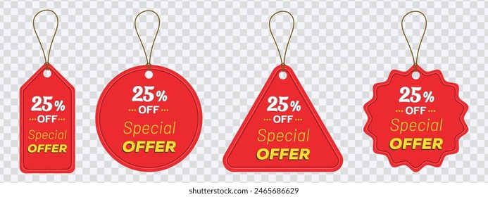 "3D isometric offer tag icon: percentage sign for special retail offers and discounts."