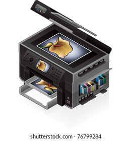 3D Isometric Office Color Photo InkJet Printer