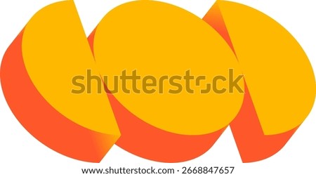 3D isometric orange abstract icon. Modern vector illustration of soft, segmented circular shapes for creative design.