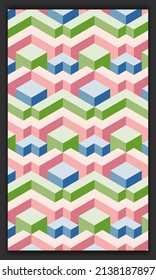 3d isometric pattern vector in soft or pastel colors, 3d cubes abstract background