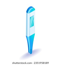 3D Isometric people character illustration. Cartoon Medical thermometer. Electronic thermometer, medical element on a white background, isolated. Vector for website