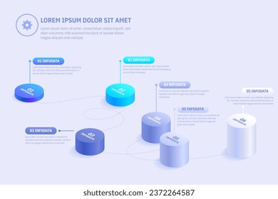 3D Isometric Perspective Infographic. Presentation slide template. Step options. Chart concept. Can be used for workflow layout, diagram, banner, web design. Vector illustration