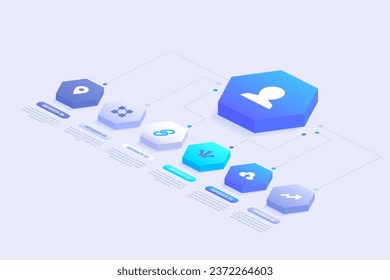 3D Isometric Perspective Infographic. Presentation slide template. Step options. Chart concept. Can be used for workflow layout, diagram, banner, web design. Vector illustration