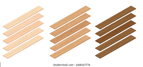 3d Isometric Perspective Laminate Planks. 3d Vector Realistic Illustration. For Game Or Interface Design