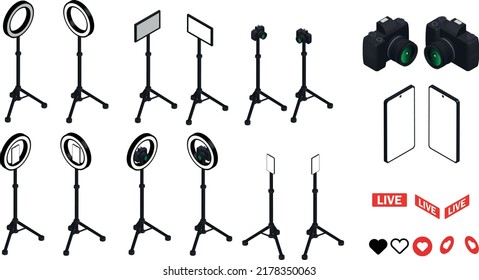 3d Isometric Phone  Camera Tripod 