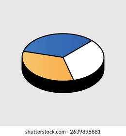 3D Isometric Pie Chart Diagram in Gradient Colors 