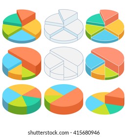  3d Isometric Pie Charts 