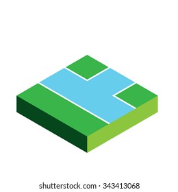 A 3D Isometric Piece Isolated on White Background - Part of a Set of Pieces