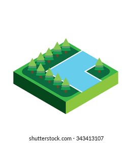 A 3D Isometric Piece Isolated on White Background - Part of a Set of Pieces