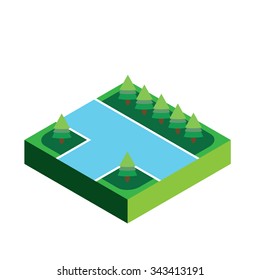 A 3D Isometric Piece Isolated on White Background - Part of a Set of Pieces