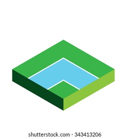 A 3D Isometric Piece Isolated on White Background - Part of a Set of Pieces
