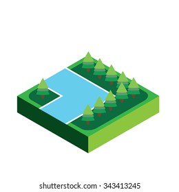 A 3D Isometric Piece Isolated on White Background - Part of a Set of Pieces