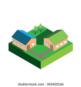 A 3D Isometric Piece Isolated on White Background - Part of a Set of Pieces