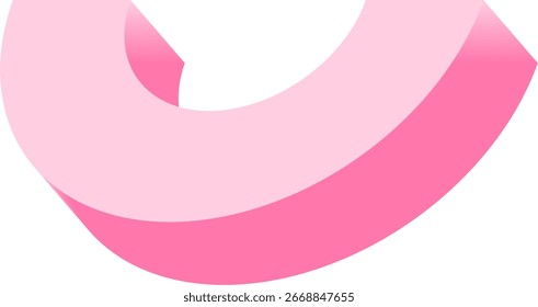 Ícone de arco rosa isométrico 3D. Ilustração vetorial abstrata moderna de uma forma semicírculo suave e lúdica.